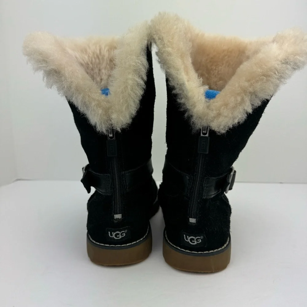 UGG Nessa Boots shearling lined black suede mid calf boots size 2.